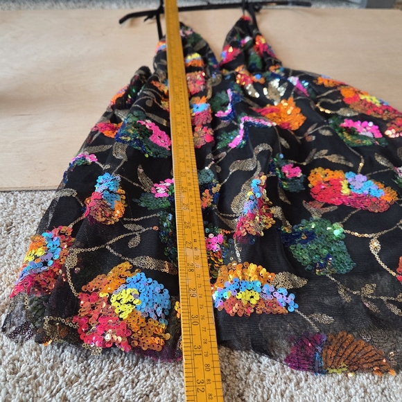 Sequin Flower Dress in Black Multicolor Size S - Picture 11 of 13
